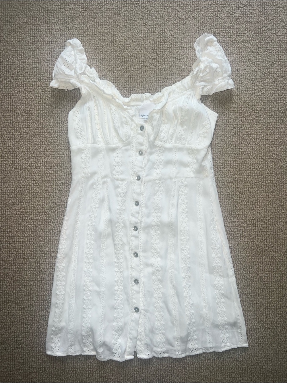 Skylar + Madison White Eyelet Button-Front Dress